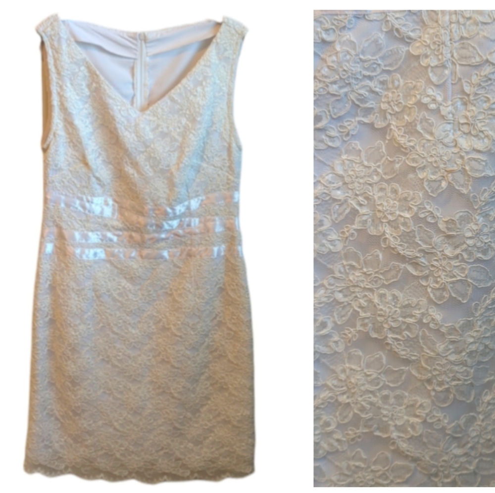 Handmade Lace Midi Wedding Dress Approx Size 10